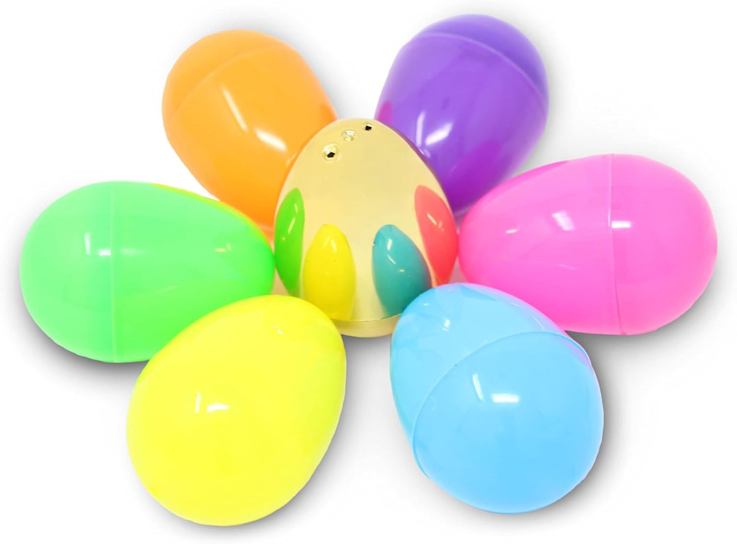 JOYIN 50PCS Plastic Easter Eggs, Empty 2.3" 44PCS Colorful with 6PCS Golden Eggs Bulk Fillable for Easter Hunt Party Favor Basket Stuffers Filler Classroom Prize Supplies Decor