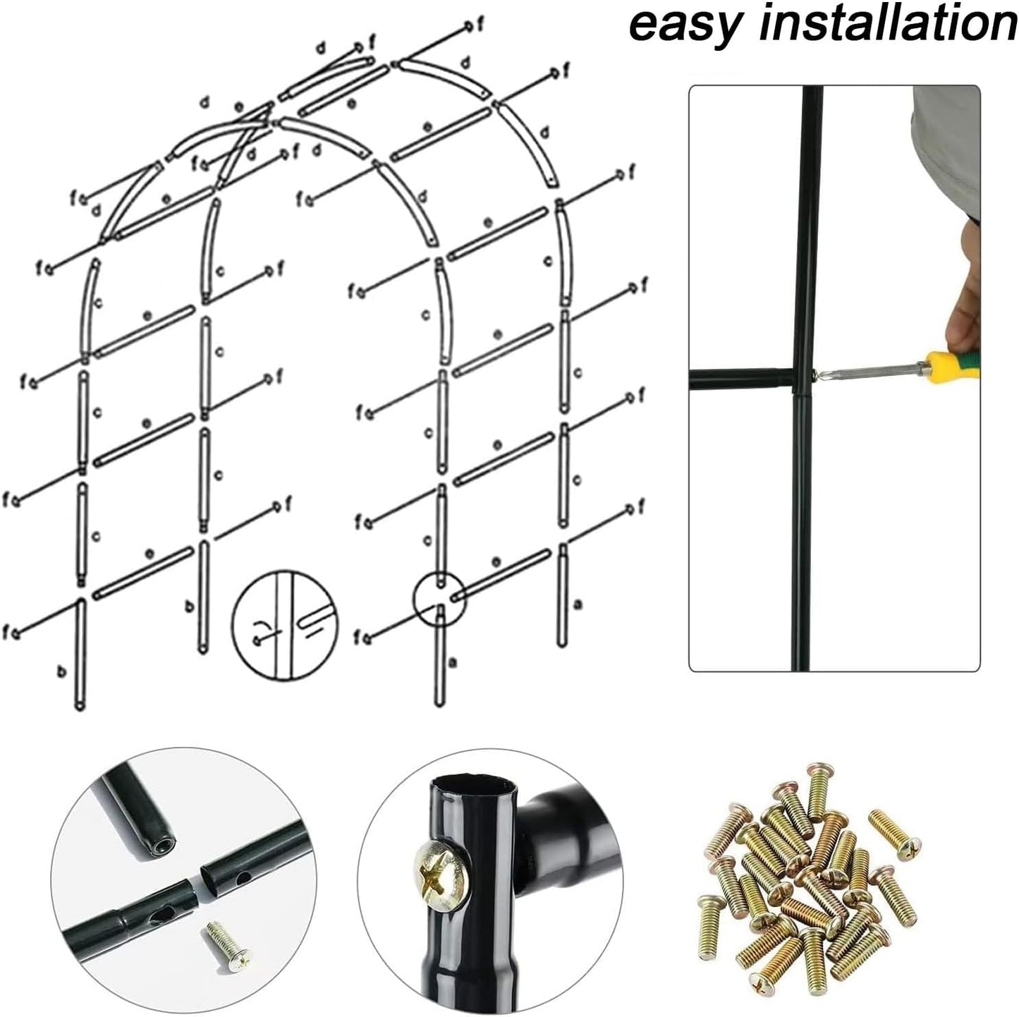 White Iron Arch Trellis Arbor for Climbing Plants, Vines & Roses - Garden Pergola Support Rack for Outdoor & Indoor Decor, Wedding & Bridal Party Arch (1.2x2m)