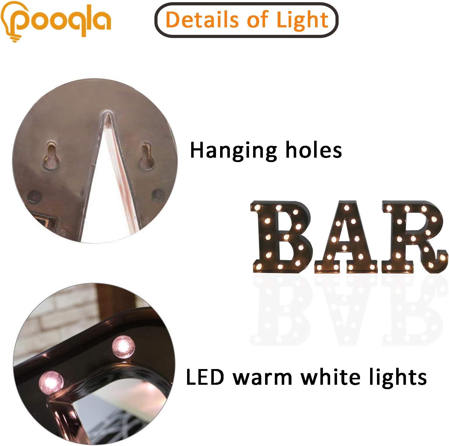 BAR - Illuminated LED Marquee Word Sign - Pre-Lit Pub Bar Sign - Batte