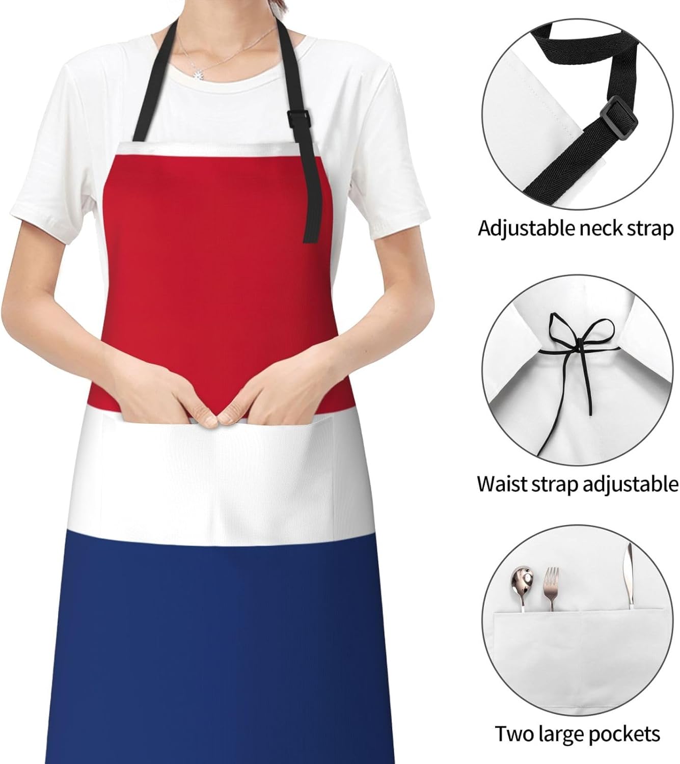 Dutch flag print Waterproof chef's apron with pocket apron for kitchen cooking baking barbecue and gardening