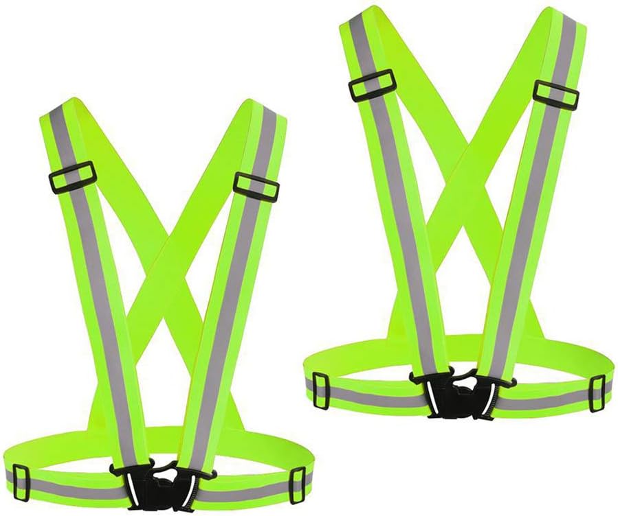 Reflective Vest Running Gear 2Pack, High Visibility Adjustable Safety 