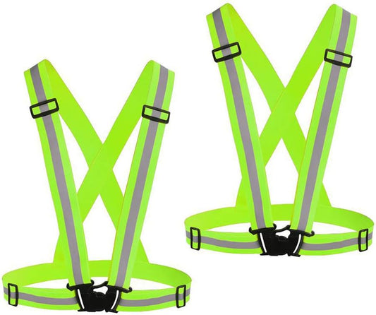 Reflective Vest Running Gear 2Pack, High Visibility Adjustable Safety 