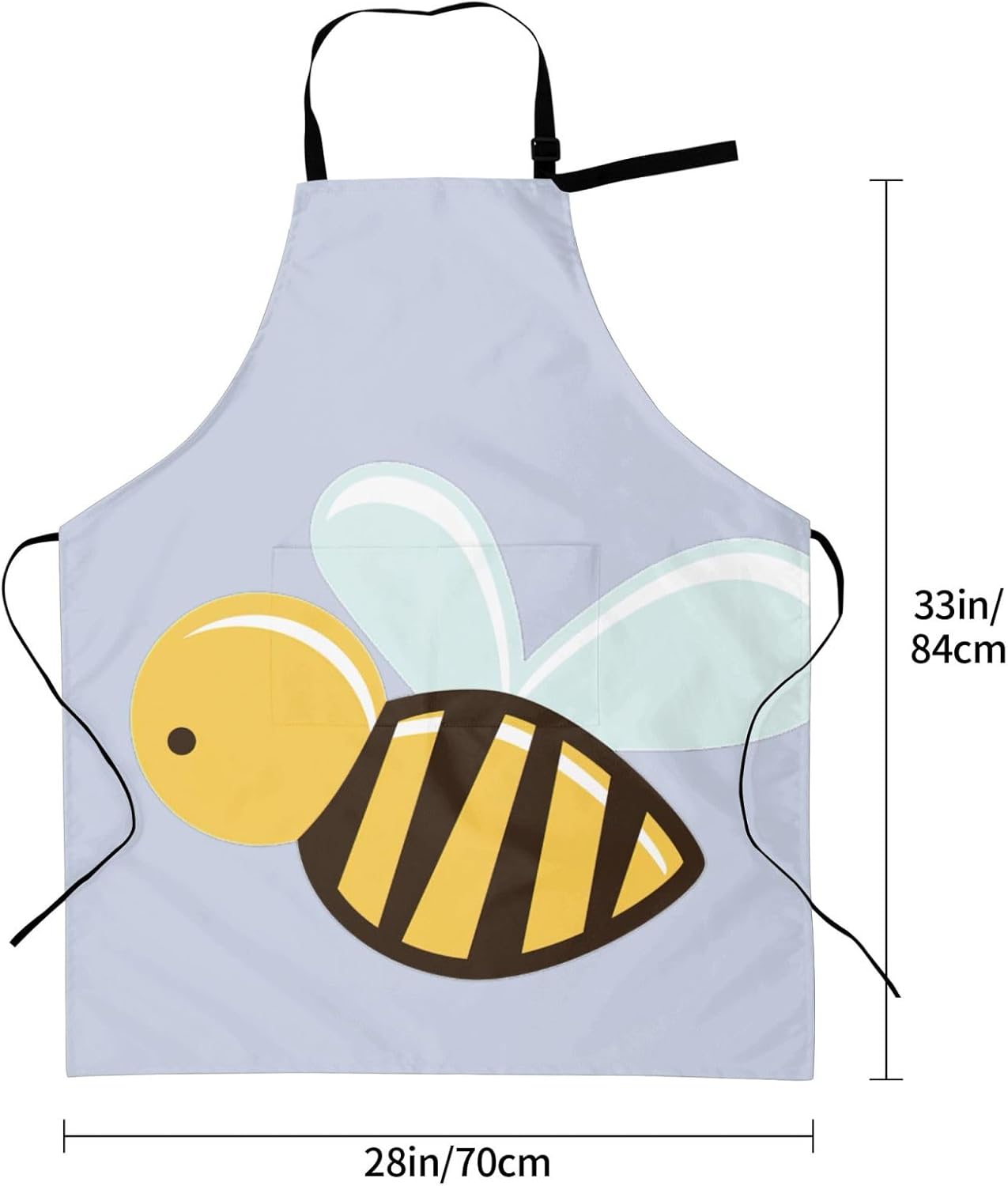 Cartoon Bee Print Laundry apron 28x33 In Waterproof Kitchen Apron with Pockets for Cooking Baking