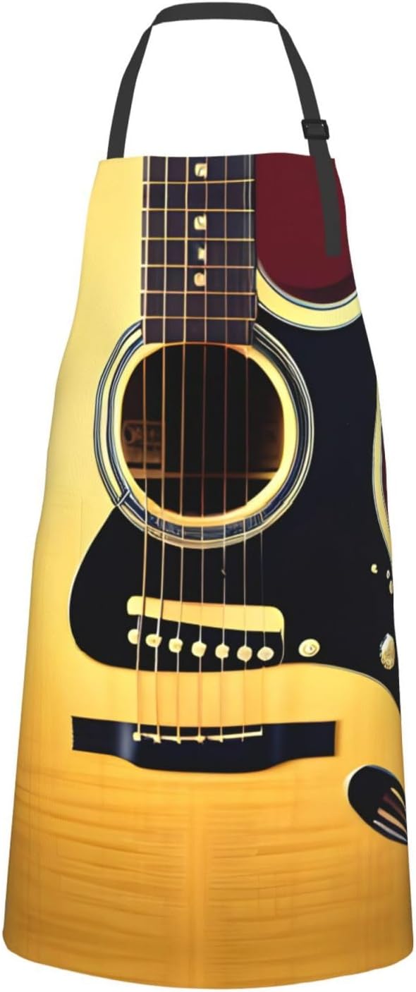 Note Guitar Print Laundry apron 28x33 In Waterproof Kitchen Apron with