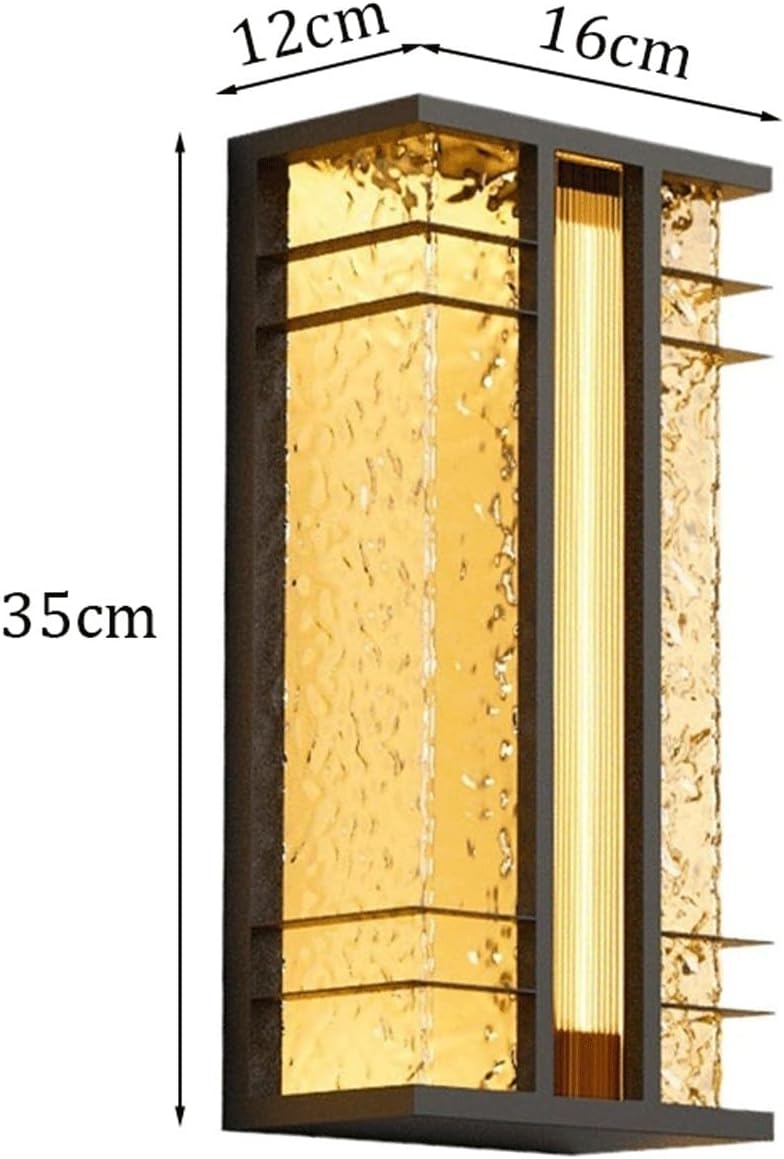 Solar Outdoor Wall Light, Outdoor Wall Sconce, Exterior Wall Lamp, Water Ripple Glass Wall Lantern, IP65 Waterproof Black Stainless Steel Wall Light for Porch Patio Garden Gateway Cottage