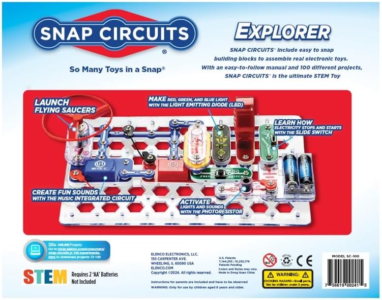 Snap Circuits Jr. SC-100 Electronics Exploration Kit, Over 100 Project