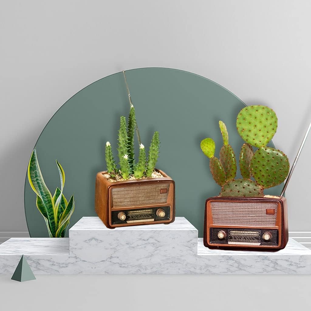Flower Plant Pot Creative Radio-Shaped Resin Flower Pot with Drainage 