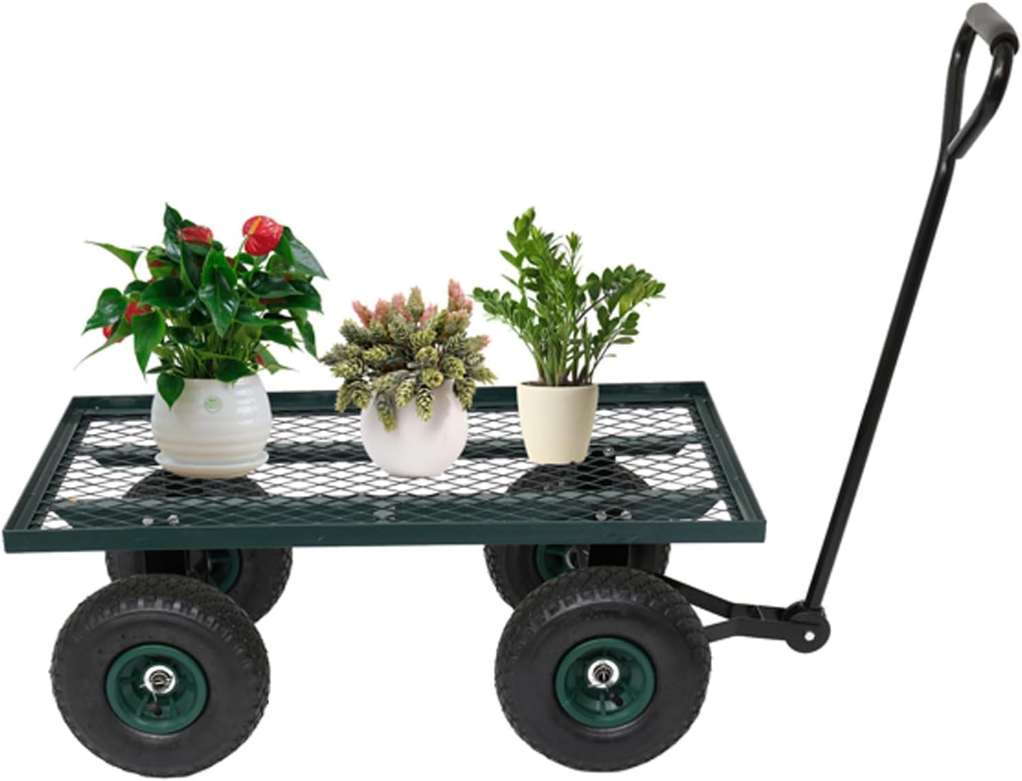 Portable Garden Iron Wood Four Wheel Square Garden Wagon,Outdoor Utili