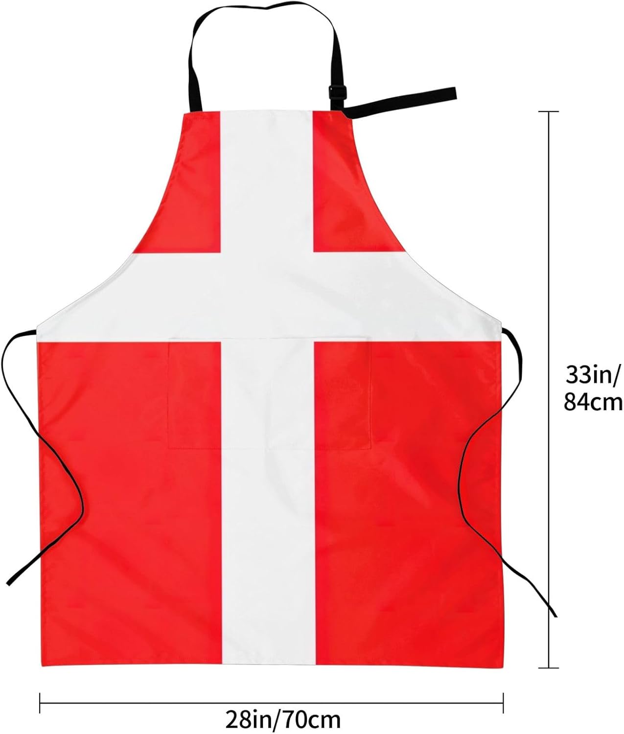 Denmark Danish Flag print Waterproof apron with pocket adjustable cook