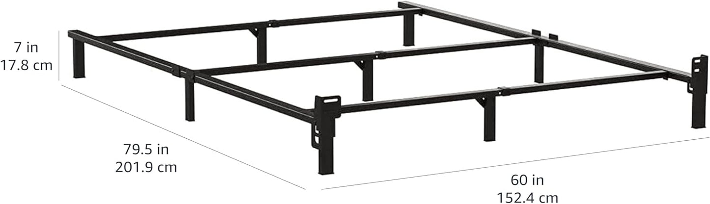 Amazon Basics Metal Bed Frame, 9-Leg Support Base for Box Spring and Mattress, Queen Size, Tool-Free Easy Assembly, 79.5" L x 59.5" W x 7" H, Black
