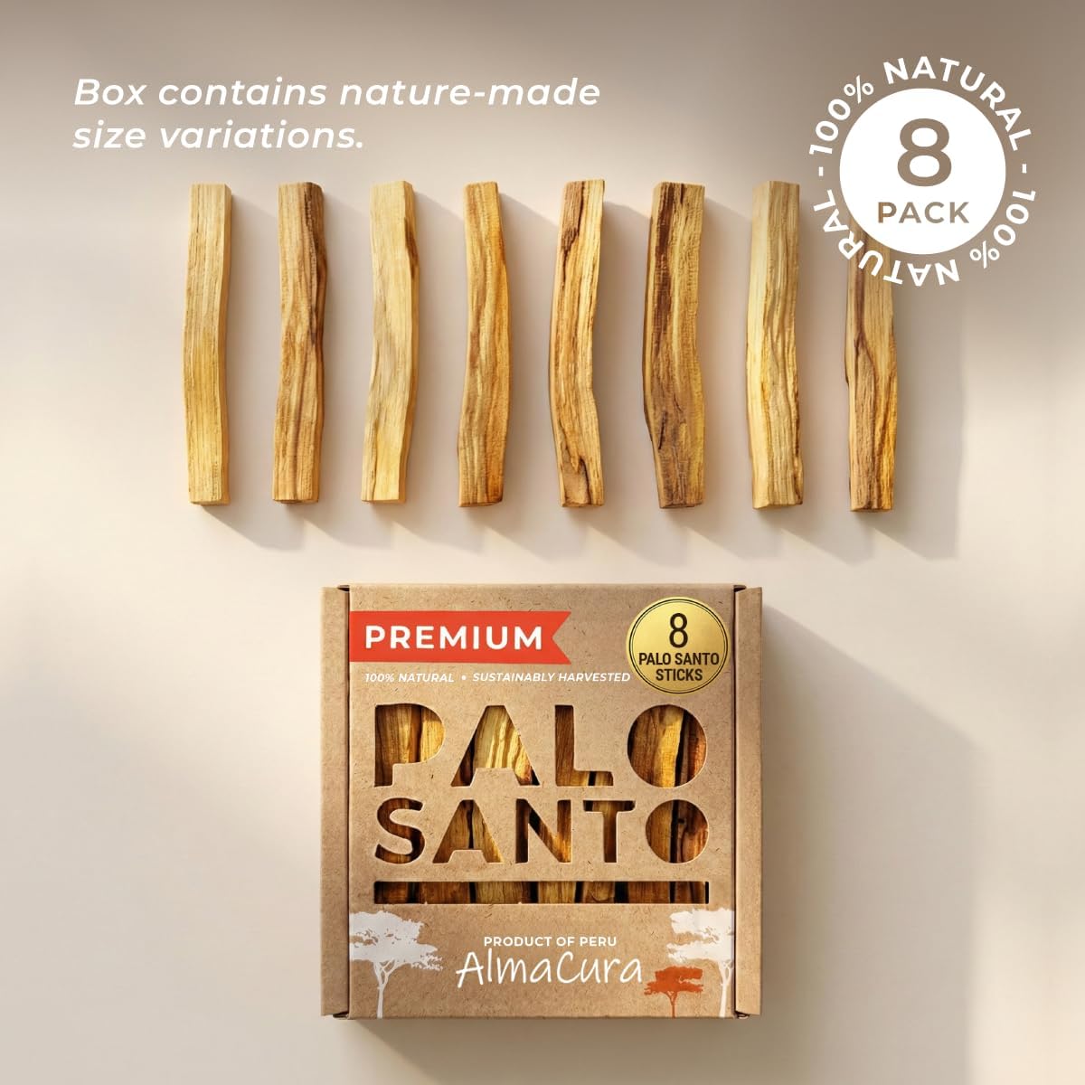 Palo Santo Premium Sticks (8) Smudging Incense Certified Pure Ethicall