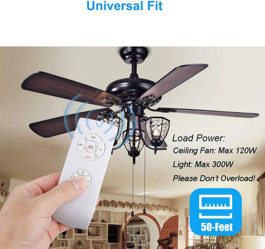 LPHUMEX Universal Ceiling Fan Remote Control Kit, 3-in-1 AC Motor Ceiling Fan Light Timing & Speed Remote, for Hunter/Harbor Breeze/Westinghouse/Honeywell/Other Ceiling Fan lamp