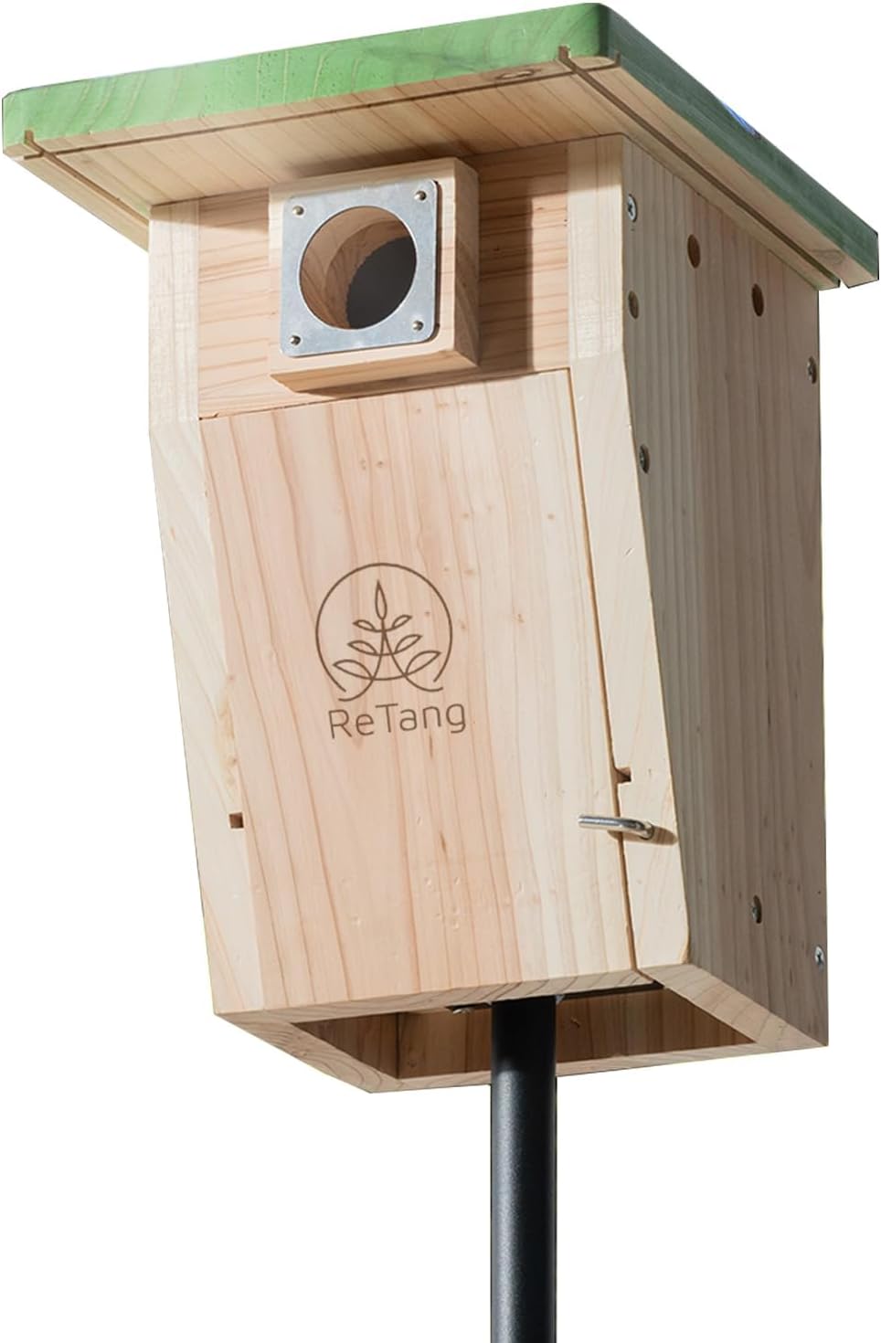 3/4 Inch Thick Cedar Bird House with Metal Predator Guard | Squirrel Proof Nesting Box for Easy Cleaning | Outdoor Wooden Bluebird House for Wild Bird Watching, Swallow, Wren, Chickadee