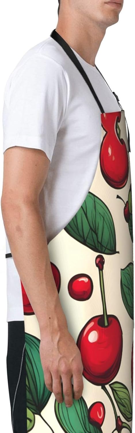 lovely sweet red cherry 2 print Waterproof chef's apron with pocket ap