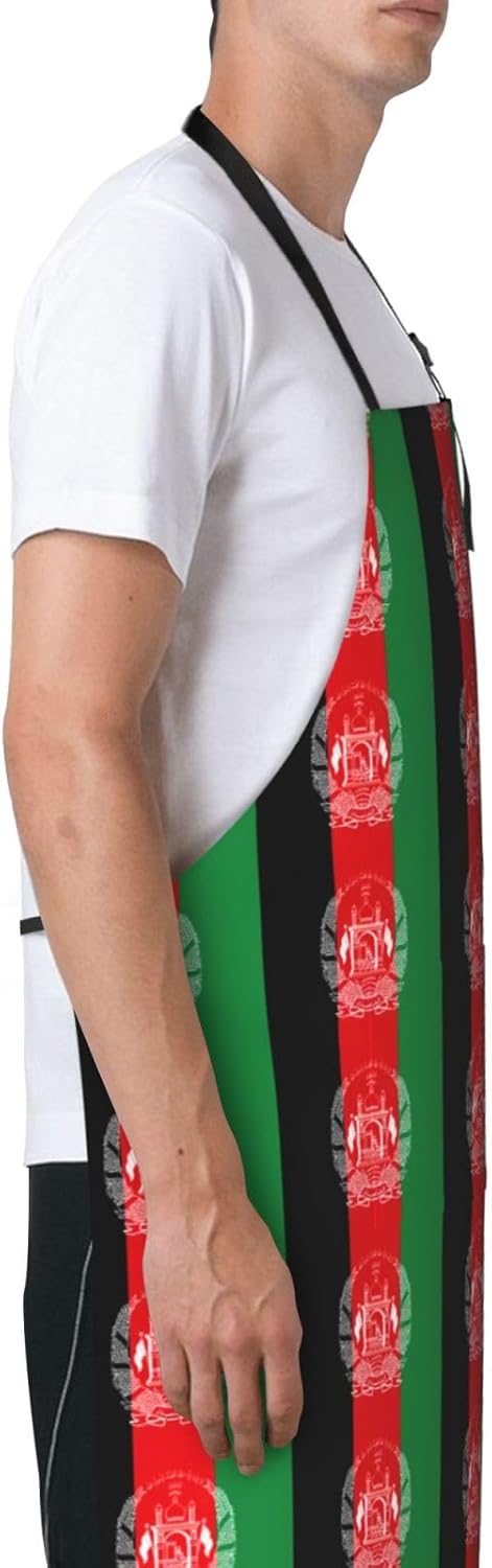 Flag of Afghanistan print Waterproof chef's apron with pocket apron for kitchen cooking baking barbecue and gardening