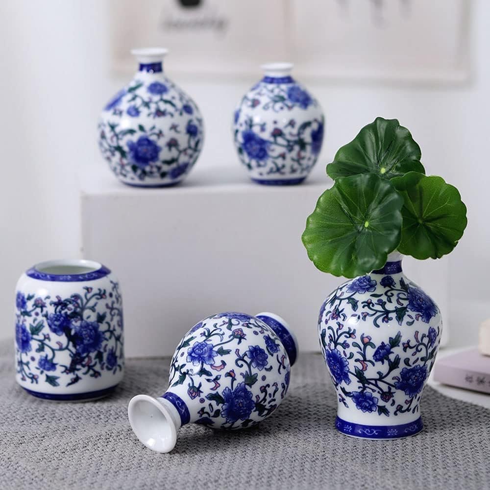 Chinoiserie Mini Decorative Porcelain Jar Blue and White Flower Pot Pl
