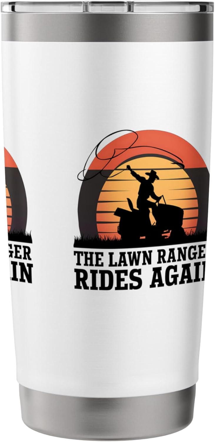 The Lawn Ranger Rides Again Funny Lawn Care Stainless Steel Insulated Tumbler