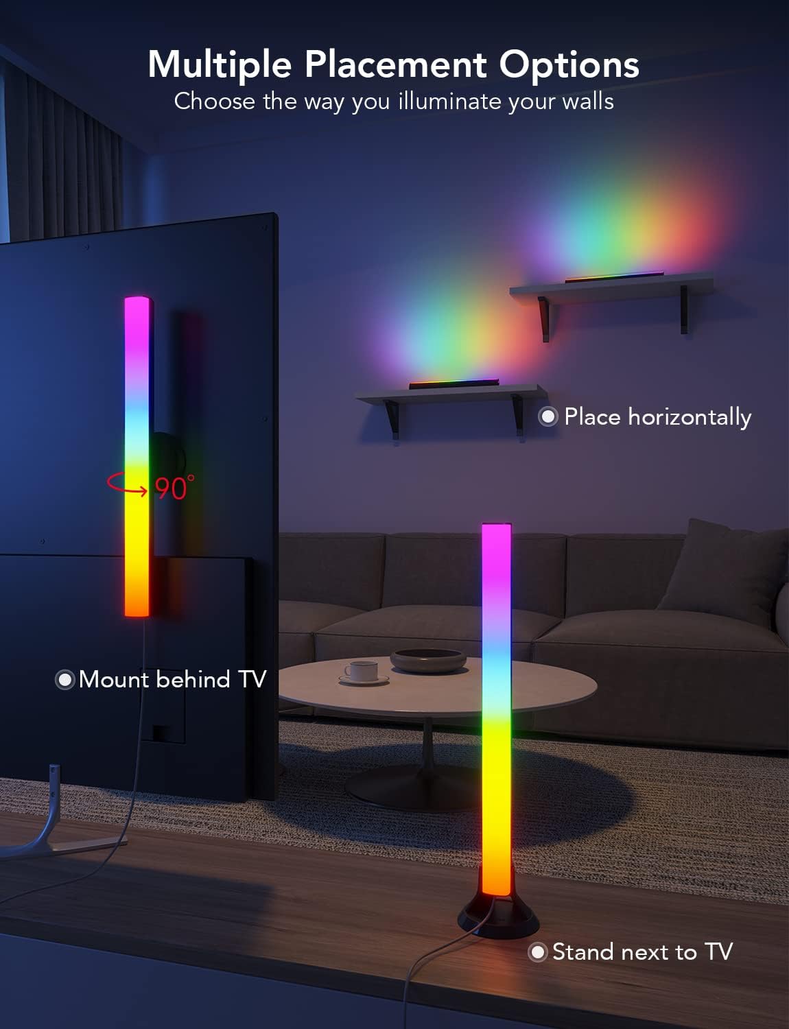 Govee RGBIC Light Bars, 15 Inches WiFi TV Backlight Suitable for 45-70