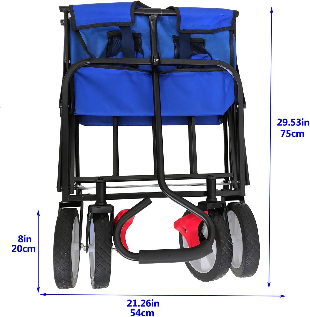 Folding Wagon Cart Collapsible Outdoor Utility Wagon with All Terrain Wheels Beach Wagon,Shopping Cart Camping Wagon Heavy Duty Steel for Beach Camping Shopping Sports Portable (Blue4) (Blue3)