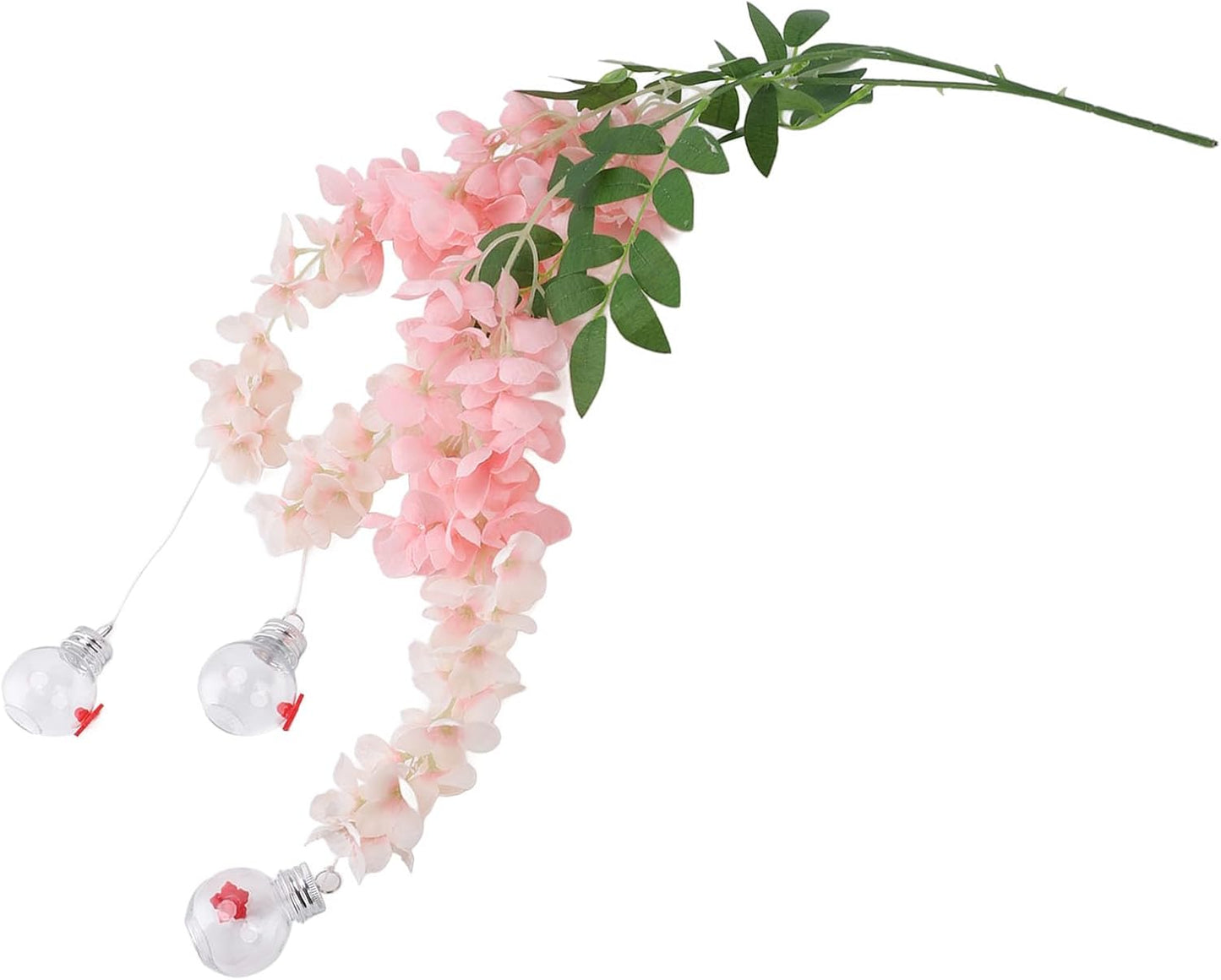 Zerodis Wisteria Flower Bird Feeder Leak Proof Plastic Silk Flowers Hummingbird Feeder Long Branch Flower Bird Feeder Simple Installation for Deck Garden Yard Decoration (Pink)