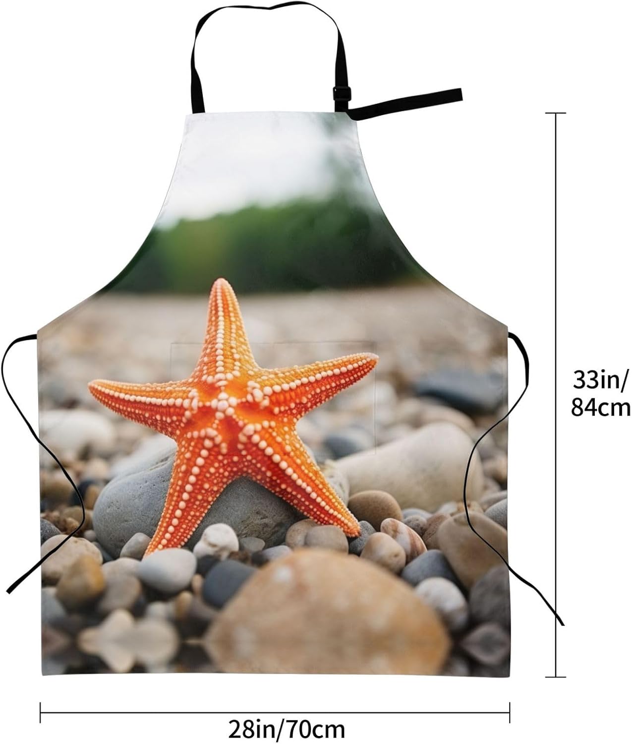 Starfish print Waterproof apron with pocket adjustable cooking apron for adult kitchen bibs to bake