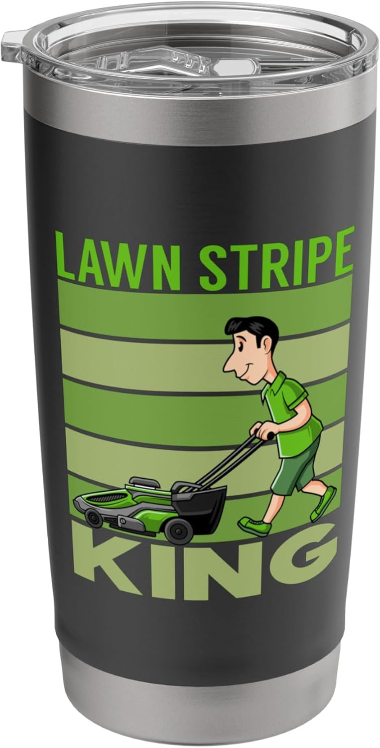 Lawn Stripe King Funny Lawn Mower Stripes Garden Lover Stainless Steel Insulated Tumbler