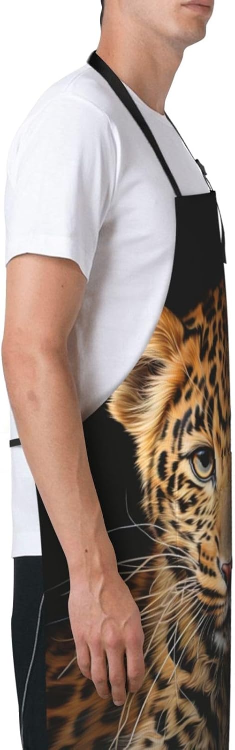 Leopard Print print Waterproof chef's apron with pocket apron for kitc