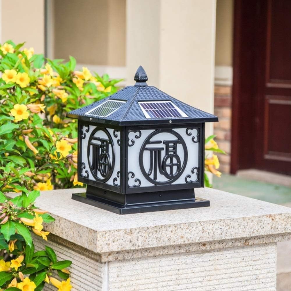 Post Lights Outdoor Vintage Solar Light Outdoor Garden Light Column Headlight Wall Light Home Garden Villa Rural Waterproof Led Door Light Retro Industrial Street Pillar Post Porch Patio