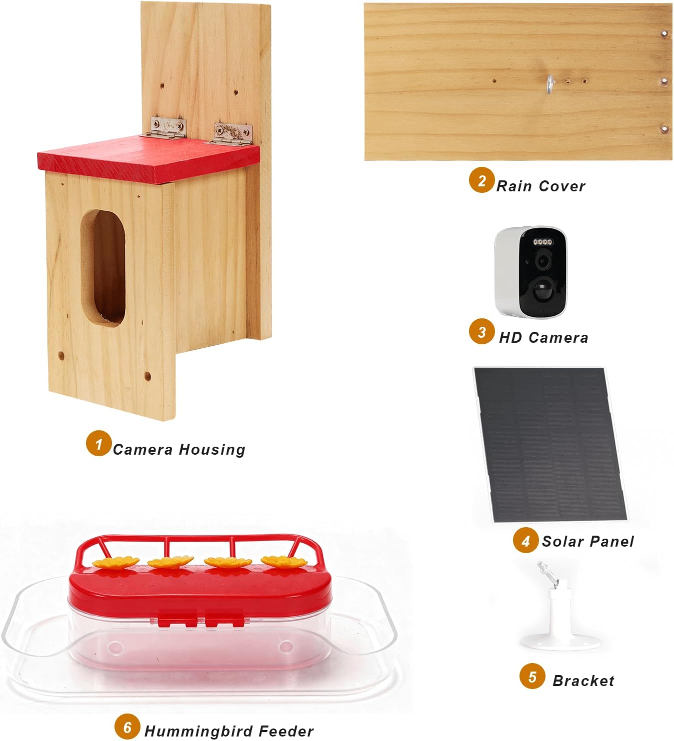 Hummingbird Feeder with Camera Solar Powered, Outdoor Hanging Wooden Smart Hummingbird Feeder, Real-Time View & Motion Detection, for Garden for 2.4g WiFi Coverage Area, for Bird Lovers