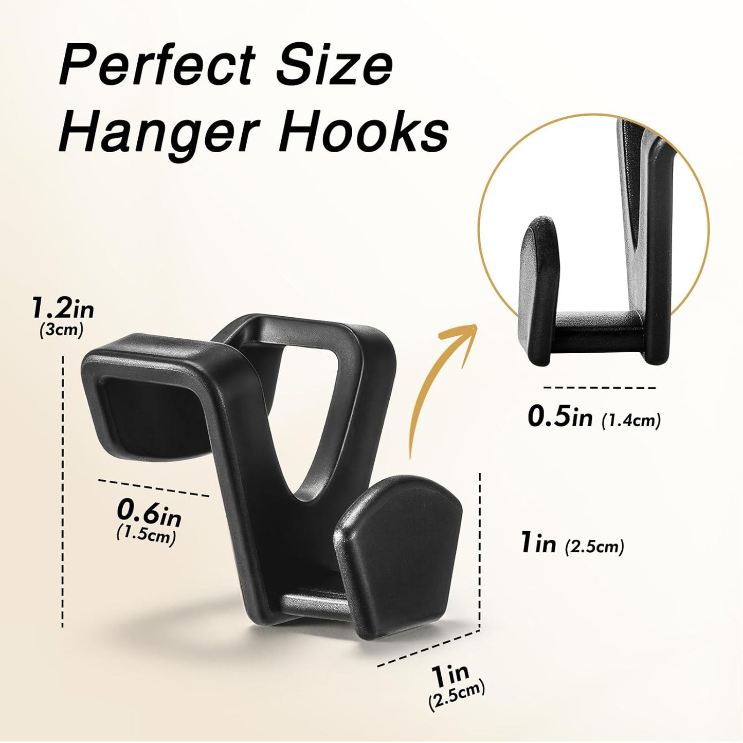 HOUSE DAY Space Saving Hanger Hooks 60 Pack, Black Clothes Hanger Connector Hooks, Heavy Duty Hanger Hooks Space Saver, Premium College Dorm Room Essentials, Good Closet Organizers and Storage