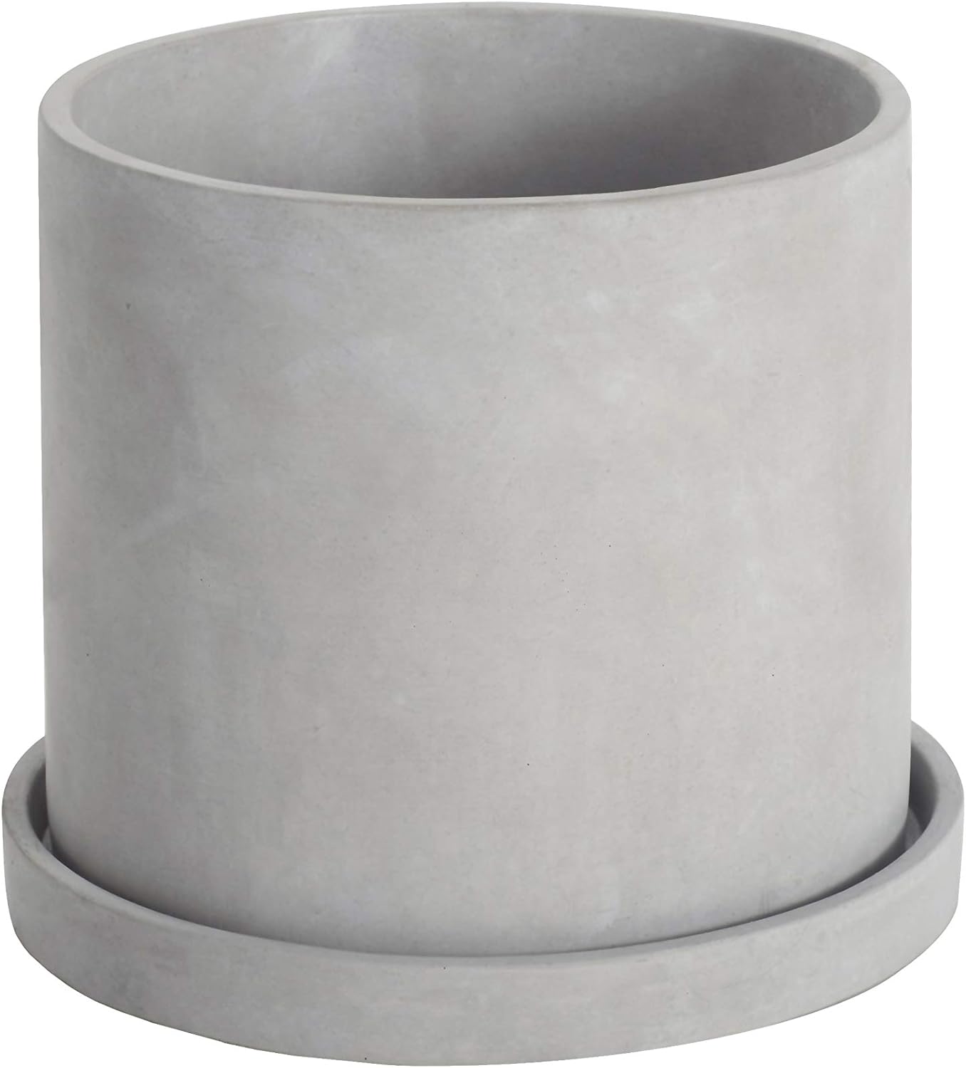 Ekirlin 7 Inch Flower Plant Pot Indoor, Natural Grey Cement Planters Concrete Planter with Drain Hole Saucer Tray, Modern Succulents Containers, Garden Pots for Home Decor, Outdoor & Garden Plants