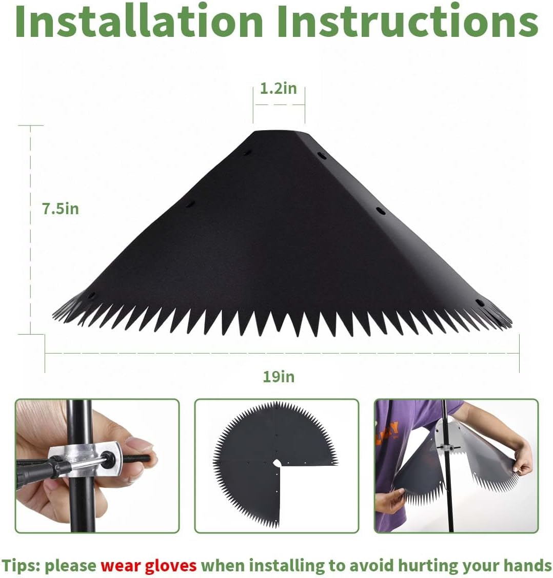 Metal Squirrel Baffle for Bird Feeder Pole, 19" Black Pricked Edge 2025 Outdoor Pole Mount Bird Food Guard Raccoon Baffles for Shepherd Hook, 1 Pack