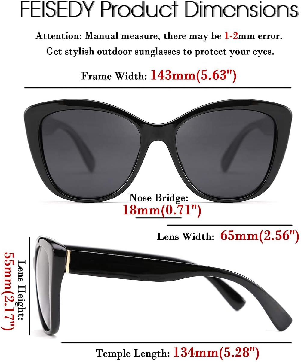 FEISEDY Polarized Vintage Sunglasses American Womens Square Jackie O C