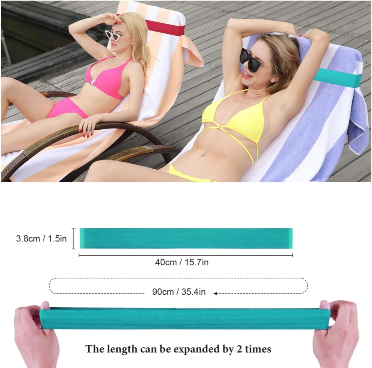 Beach Towel Bands (4 Pack), Beach Chair, Pool Chairs & Cruise Ship Essentials, Windproof Towel Clips (4 Mix)