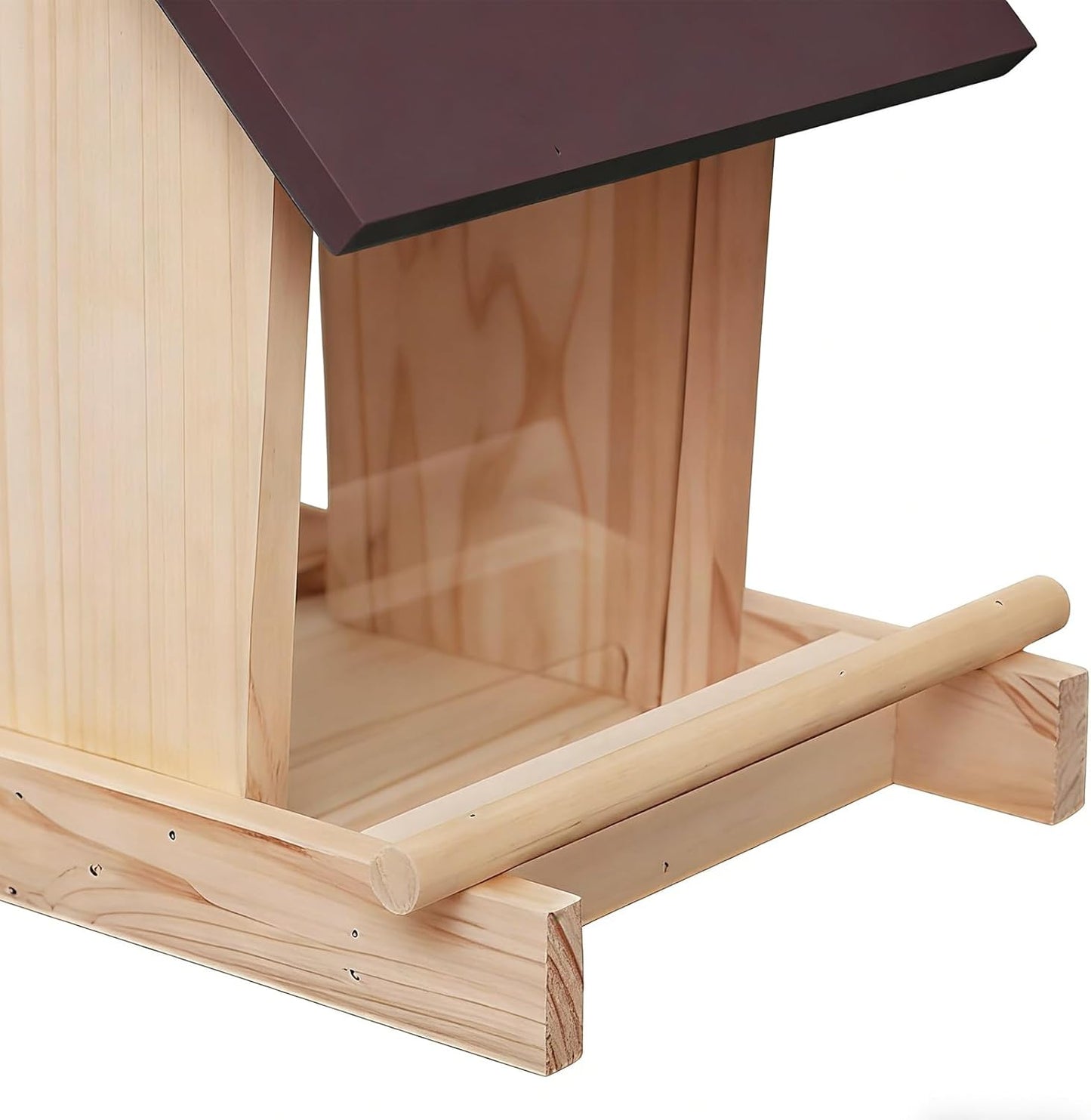 Wooden Bird Feeder, Treat Bowl with Standing Pole, Top Rope Hanging Bird House Feeder, Outdoor Accessory for Balcony Patio Garden Backyard Fence Birds Watching Pet Lover Wildlife Viewing