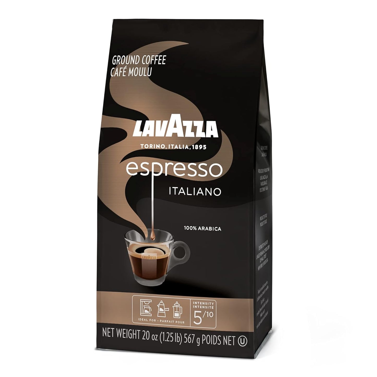 Lavazza Espresso Ground Coffee, Medium Roast, 100% Arabica, 20 oz Bag (Pack of 1)