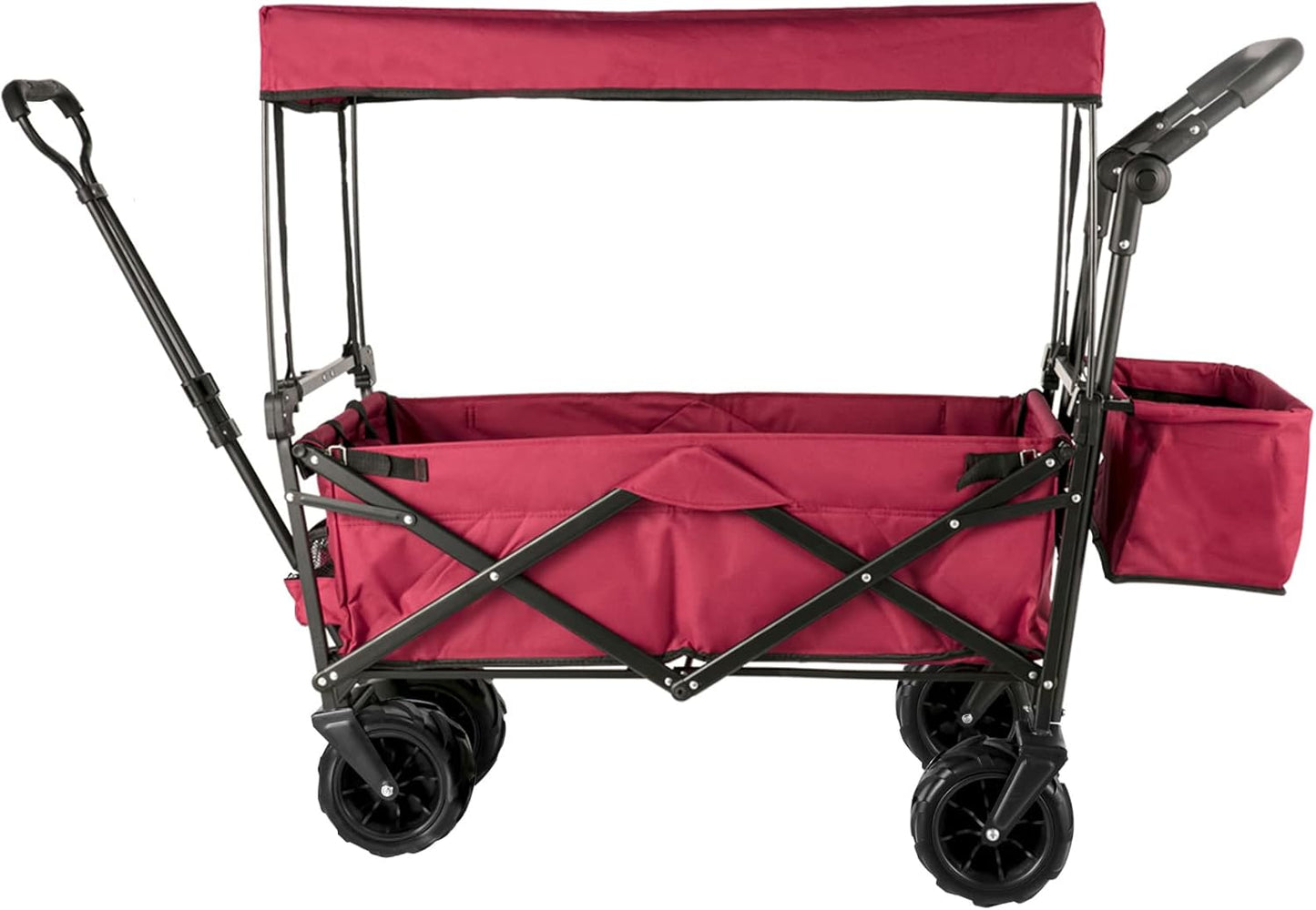 Happbuy Collapsible Wagon with Removable Canopy, 220lbs Heavy Duty Fol