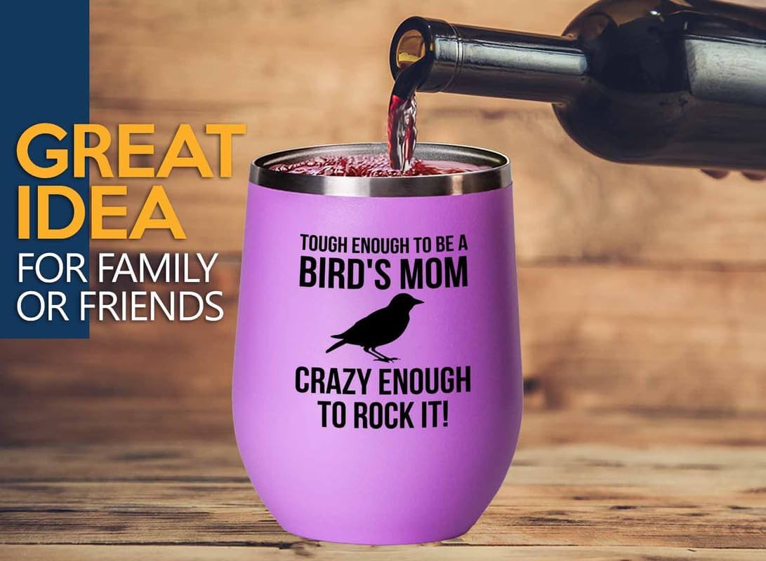 Birding Pink Edition Wine Tumbler 12oz - Tough enough to be - Bird Feeder Backyard Birdwatcher Gifts Birding Bird Lover
