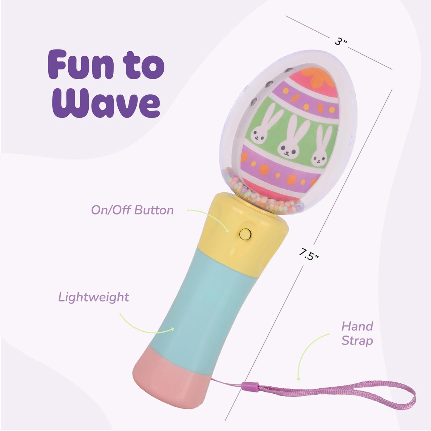 ArtCreativity 부활절 달걀 매직 볼 지팡이 - 19.1cm(7.5인치) - 맞춤형 달걀 모양의 상단 조명 매직 볼 장난감 완드, 배터리 포함 아동용 - 남아 및 여아용 플래시 LED 완드, 재미있는 선물 또는 생일 파티 선물