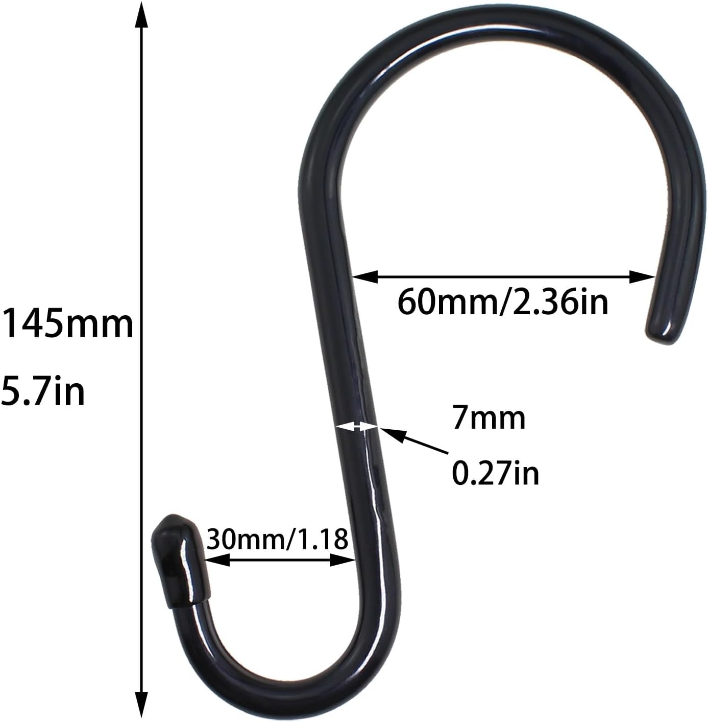 6PCS 6 Inch Large Black Heavy Duty S Hook Garage Patio Hooks Hanging Flower Pot Hook Practical Metal Clothes Hook for Hanging Large Objects Garden Tool