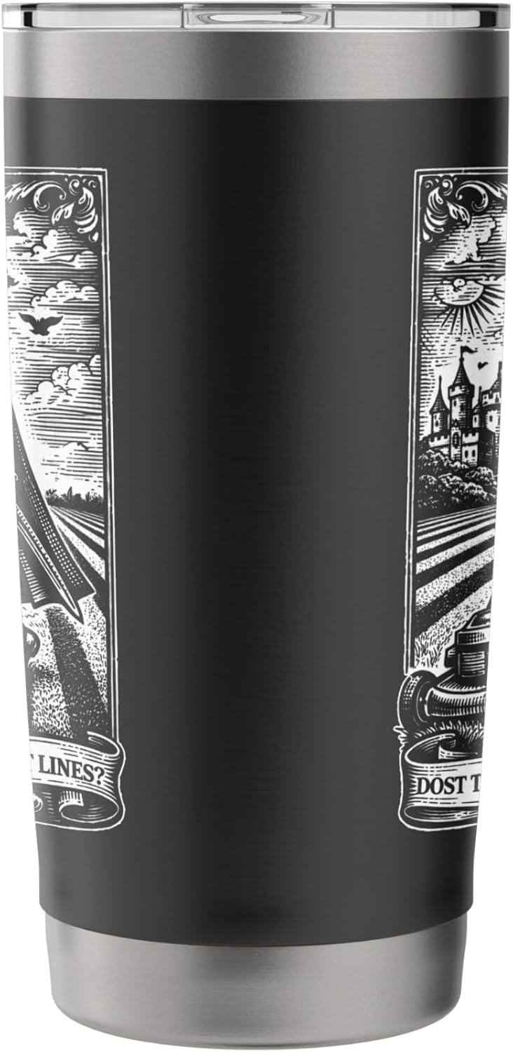 Funny Lawn Care Nut Mowing Medieval Knight Father's Day Stainless Steel Insulated Tumbler