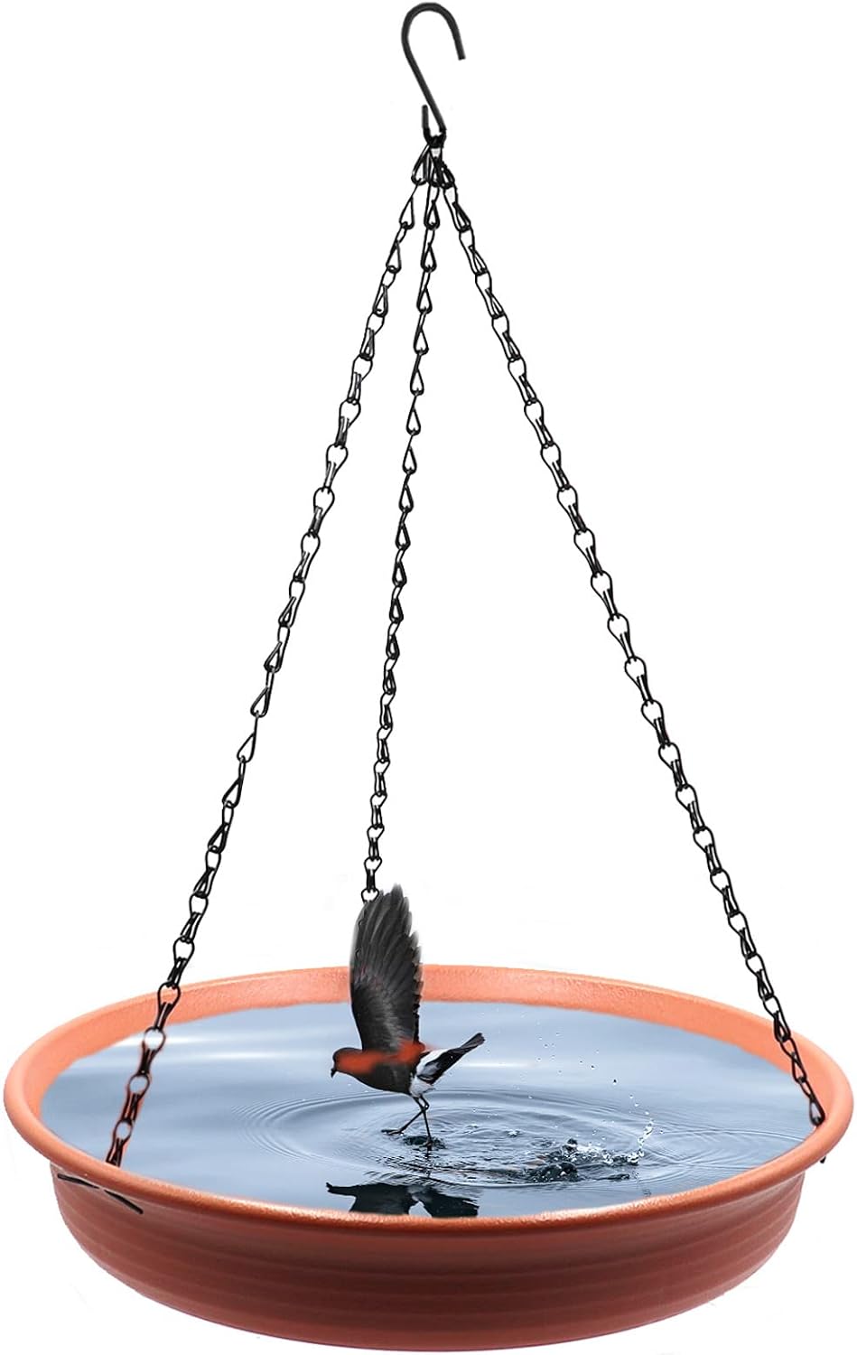 12 Inch Hanging Bird Bath and Feeder With Hook and Chain for Outdoor Garden Yard Patio