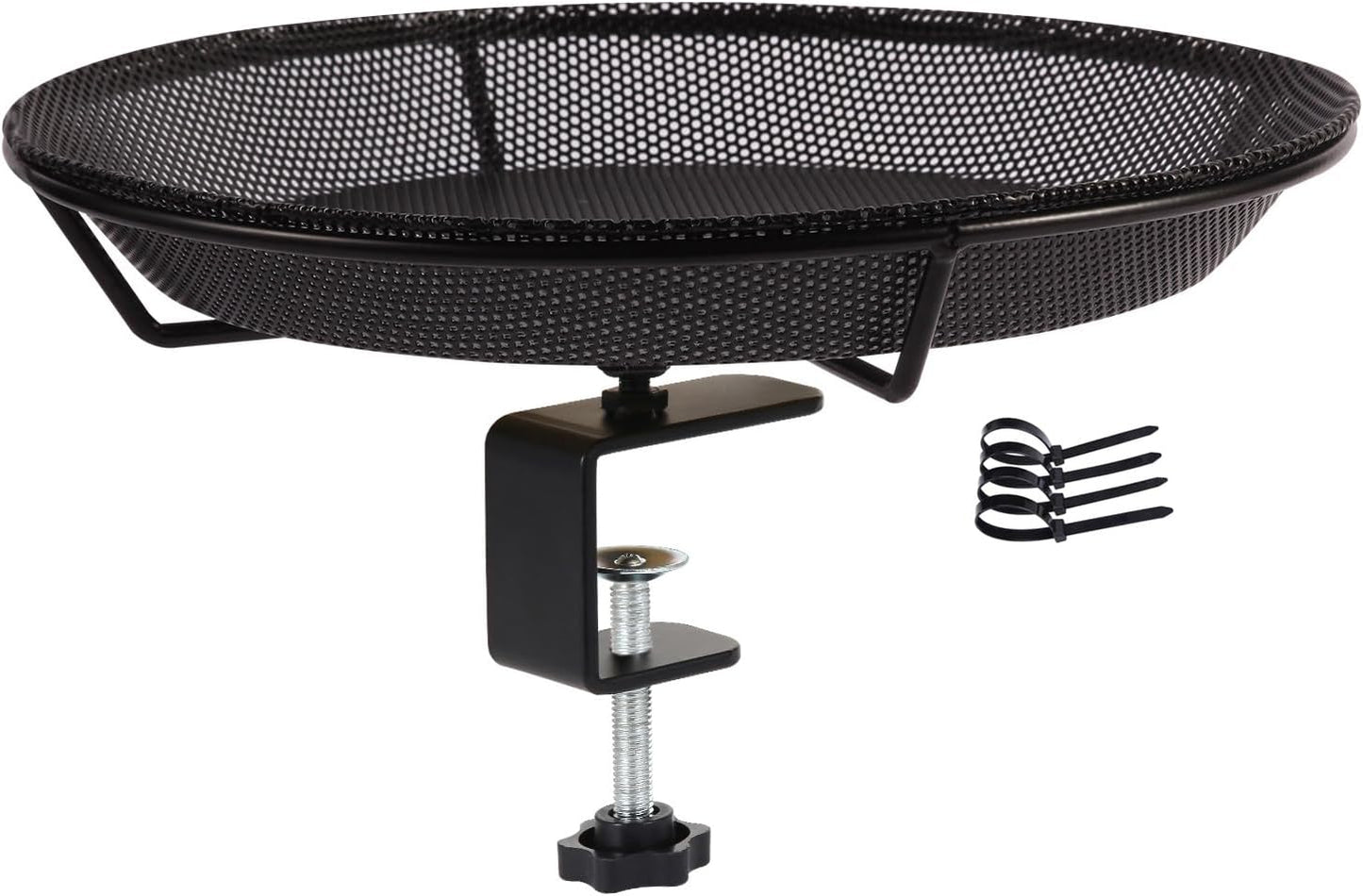 Deck Mounted Bird Feeder Bowl with 1.8 inch Thick Iron Clamp - Detachable Outdoor Decor for Garden Backyard Patio and Deck - Perfect for Attracting Birds