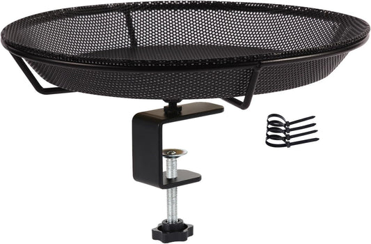 Deck Mounted Bird Feeder Bowl with 1.8 inch Thick Iron Clamp - Detachable Outdoor Decor for Garden Backyard Patio and Deck - Perfect for Attracting Birds