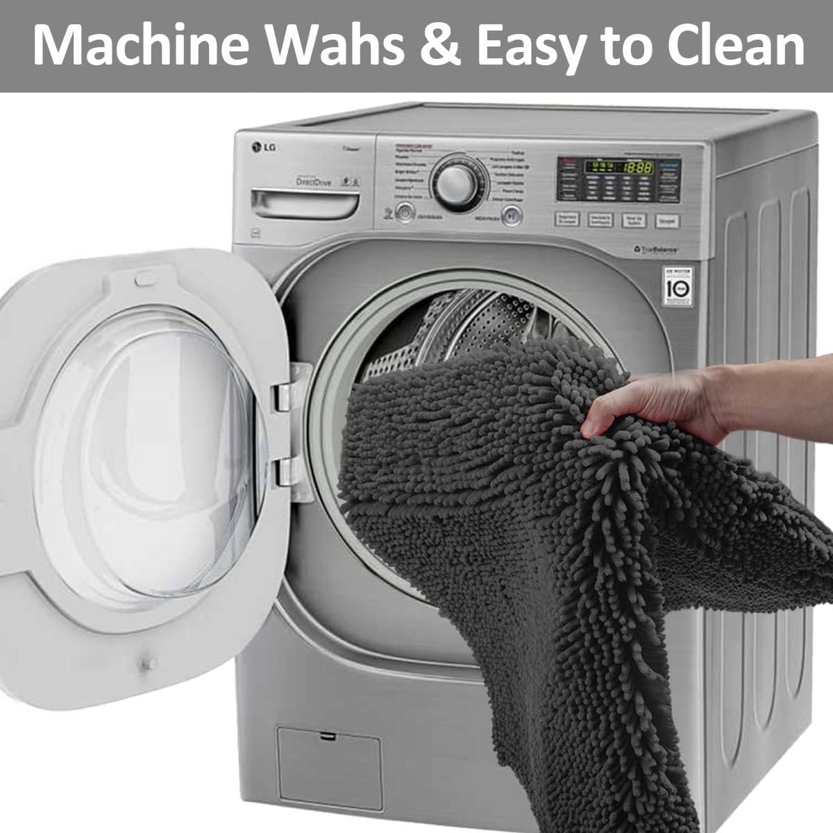 Bathroom Rugs Set Non Slip 3 Piece Bath Mat Washable Chenille Bath Rug