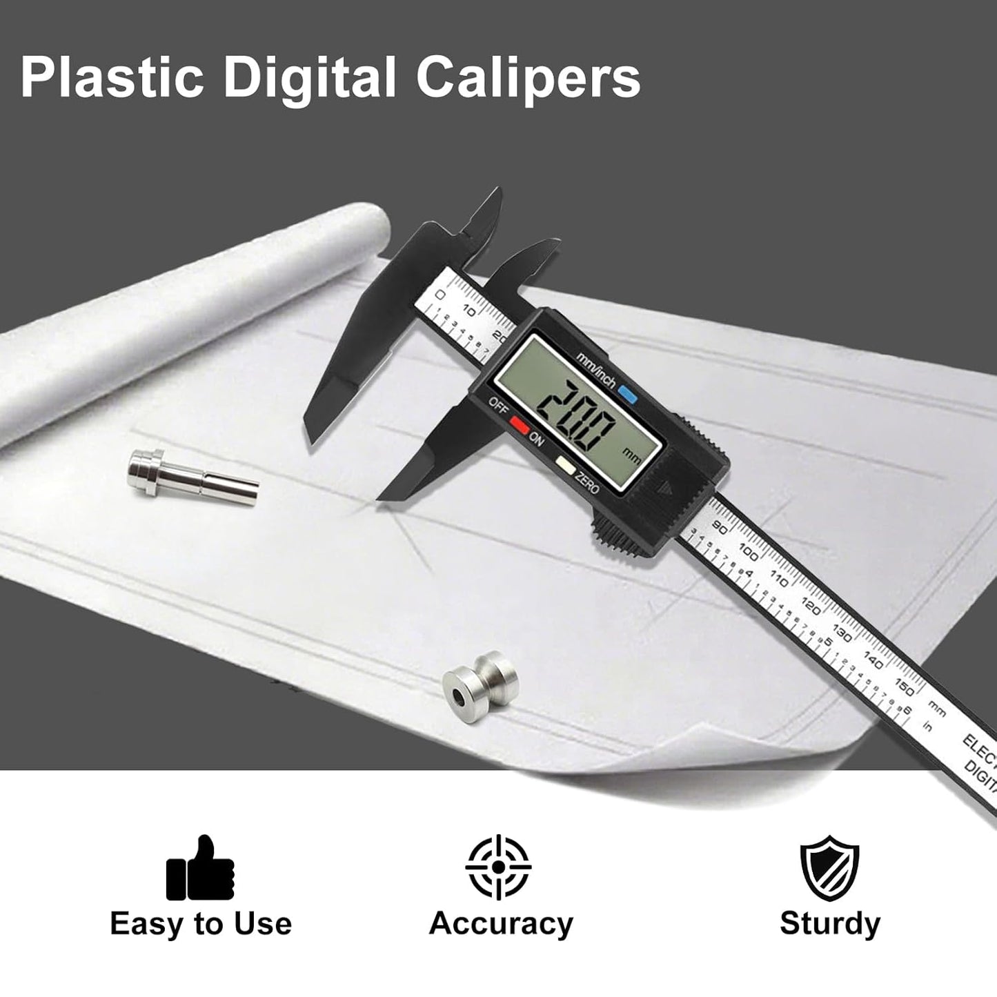 Digital Caliper, Sangabery 0-6 inches Caliper with Large LCD Screen, A