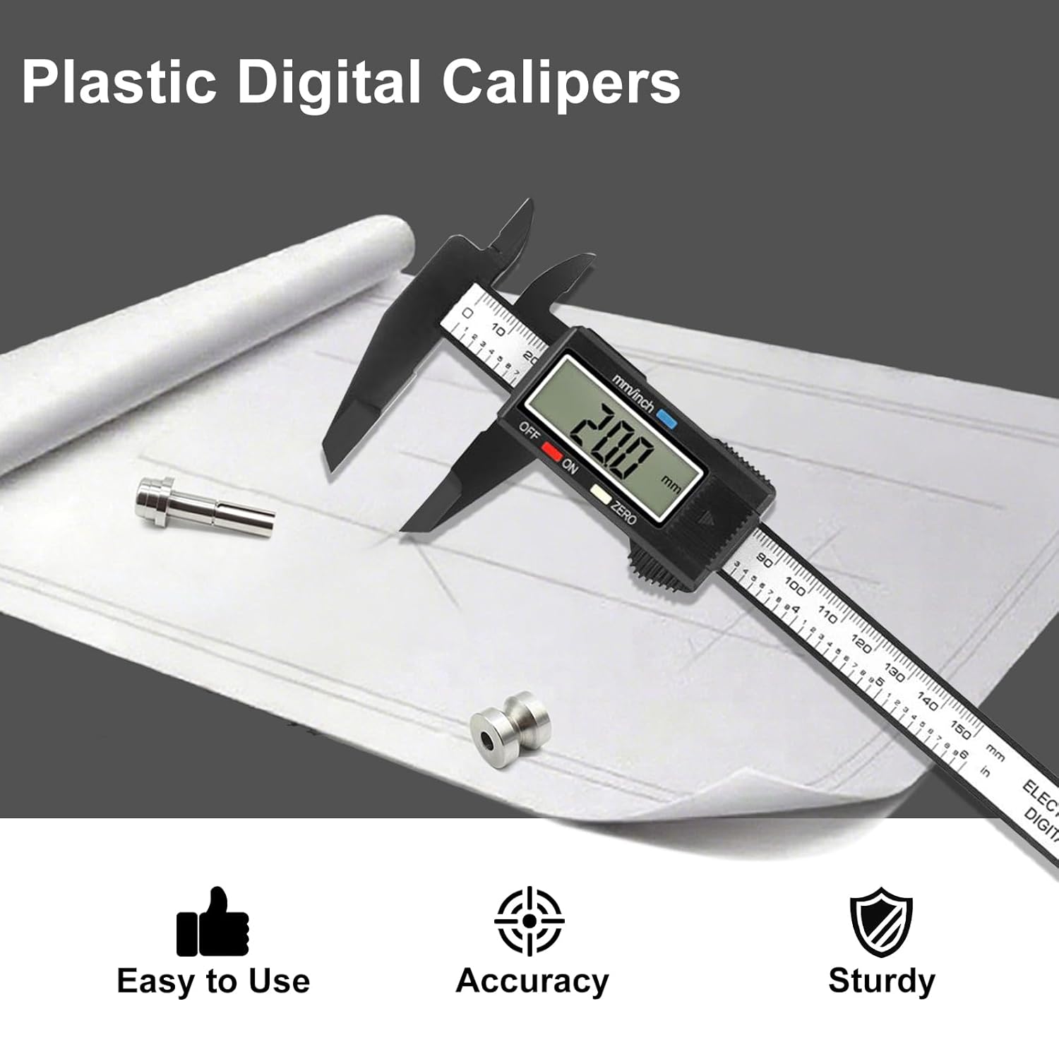 Digital Caliper, Sangabery 0-6 inches Caliper with Large LCD Screen, A
