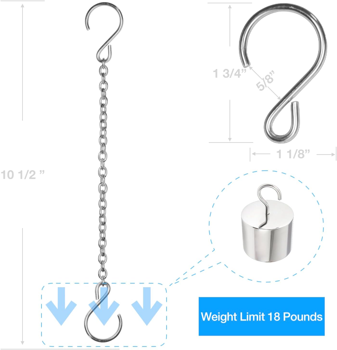 HS's Creation Stainless Steel 304 Planter Hanging Chain 10.5 Inch Long