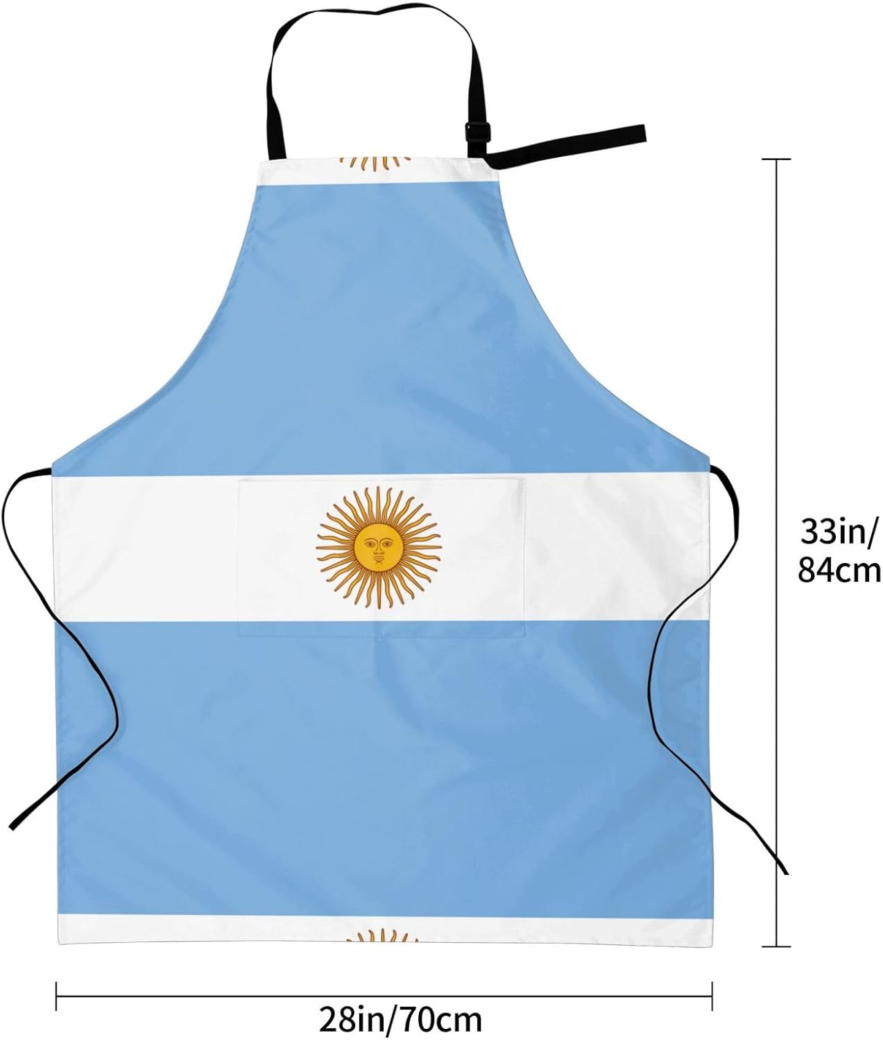 Argentine flag print Waterproof chef's apron with pocket apron for kitchen cooking baking barbecue and gardening