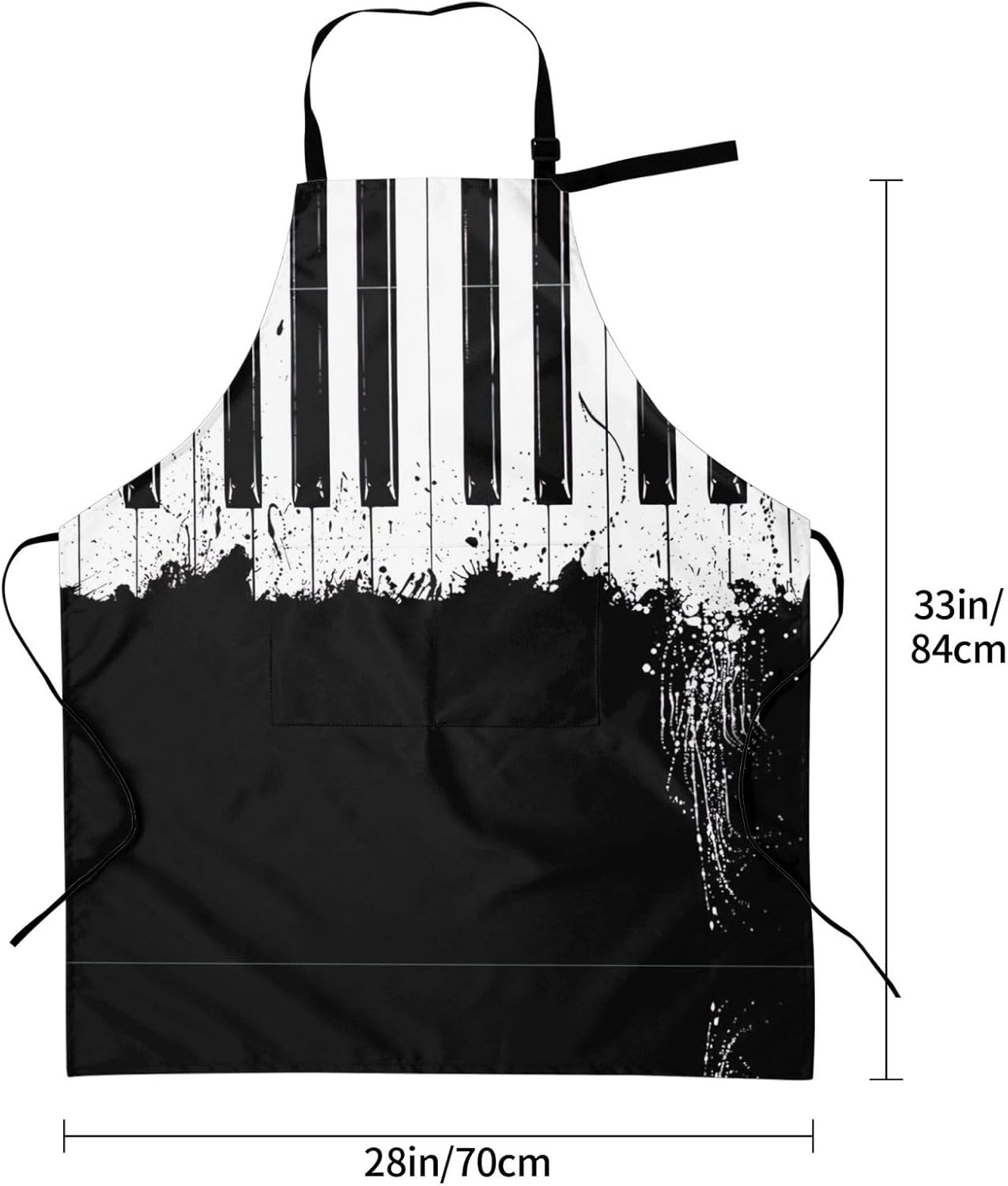 Piano print Waterproof apron with pocket adjustable cooking apron for adult kitchen bibs to bake
